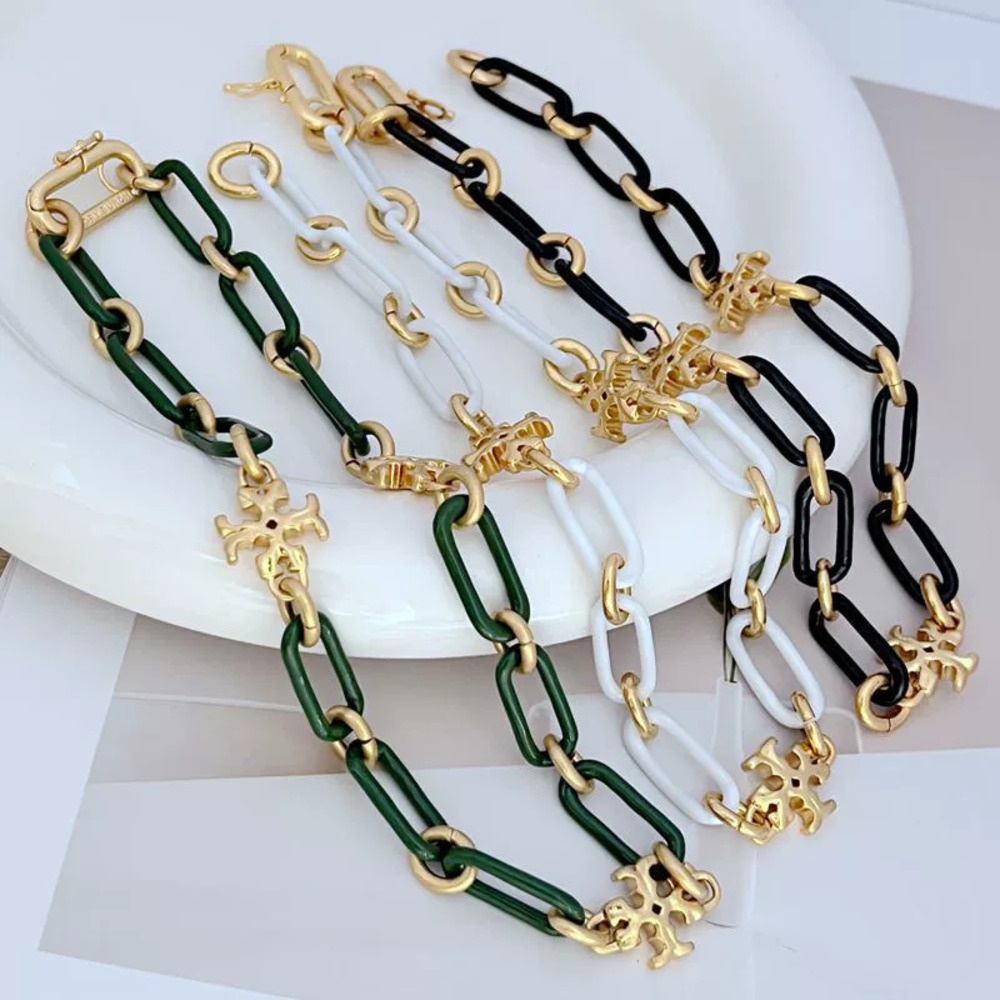 Tory Burch Enamel Patchwork Necklace
